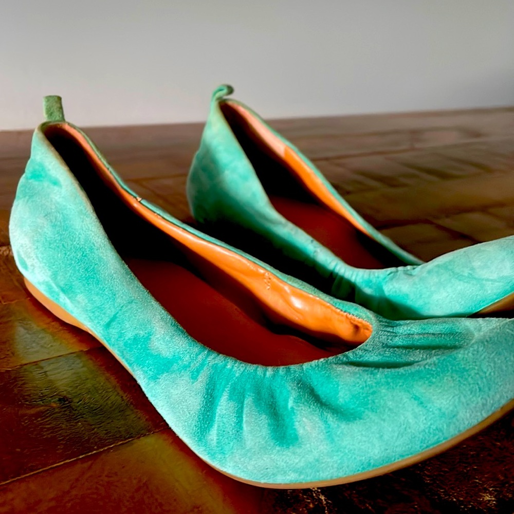 Teal light green sea foam green J crew ballet flats